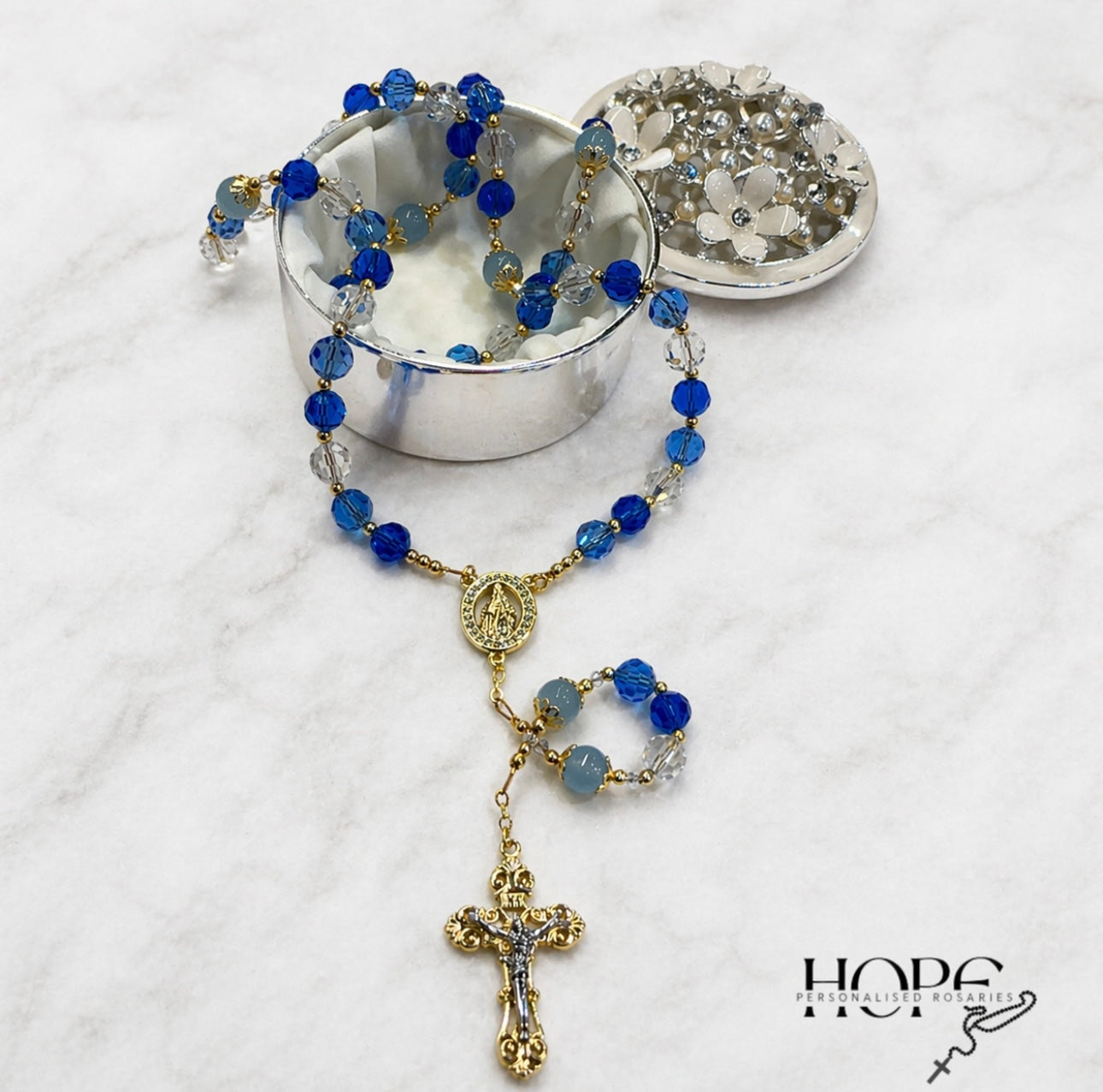 Sacred Blue Crystal Rosary