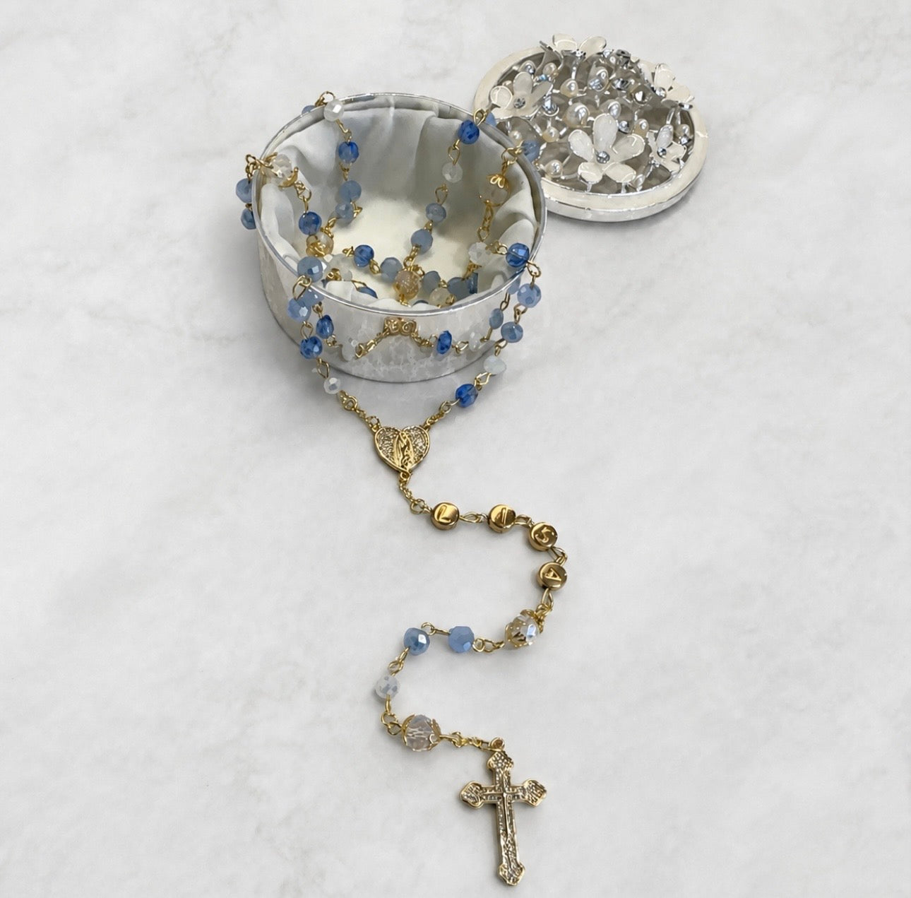Heavenly Blue Crystal Rosary