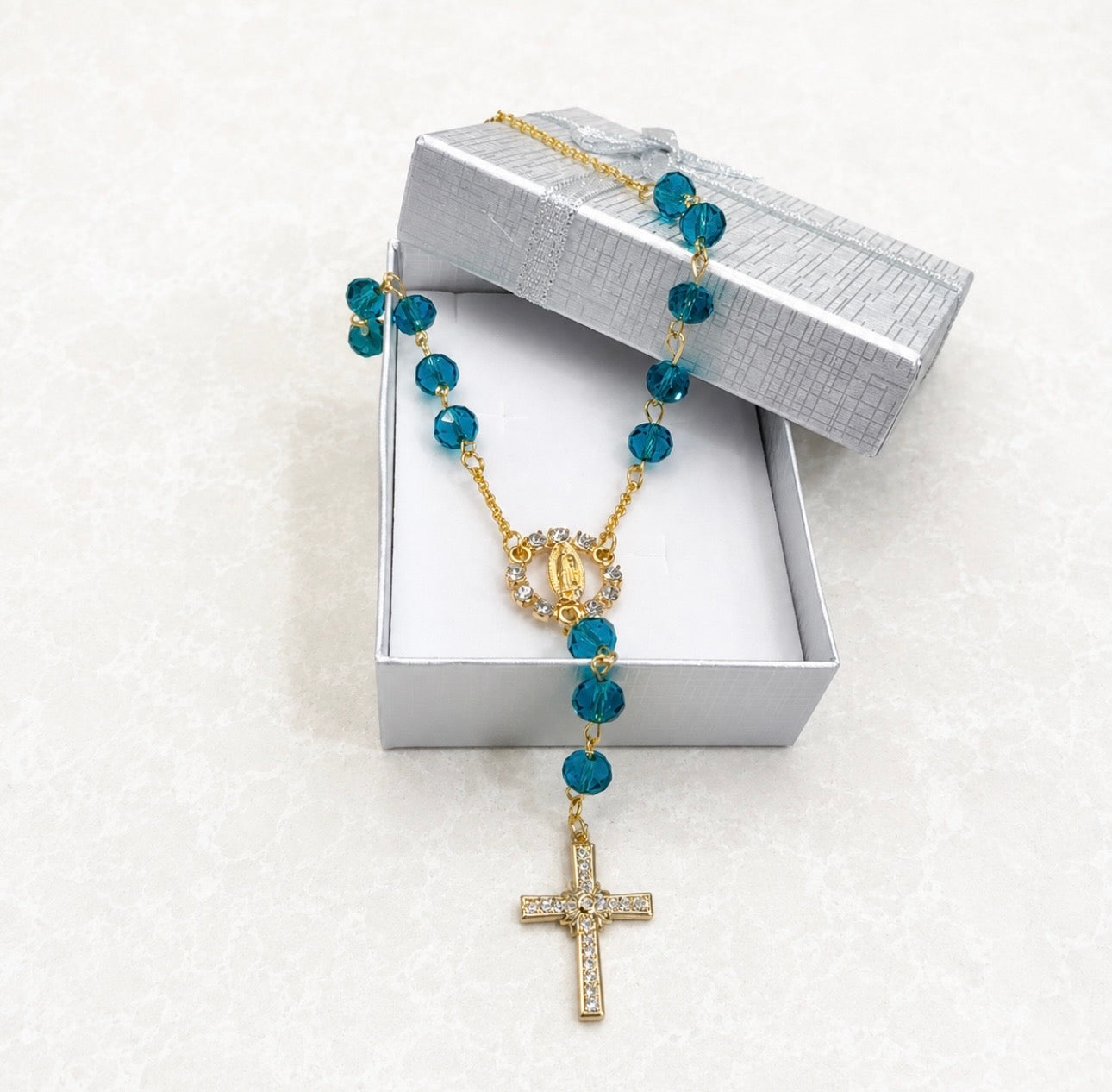Teal Serenity Car Rosary